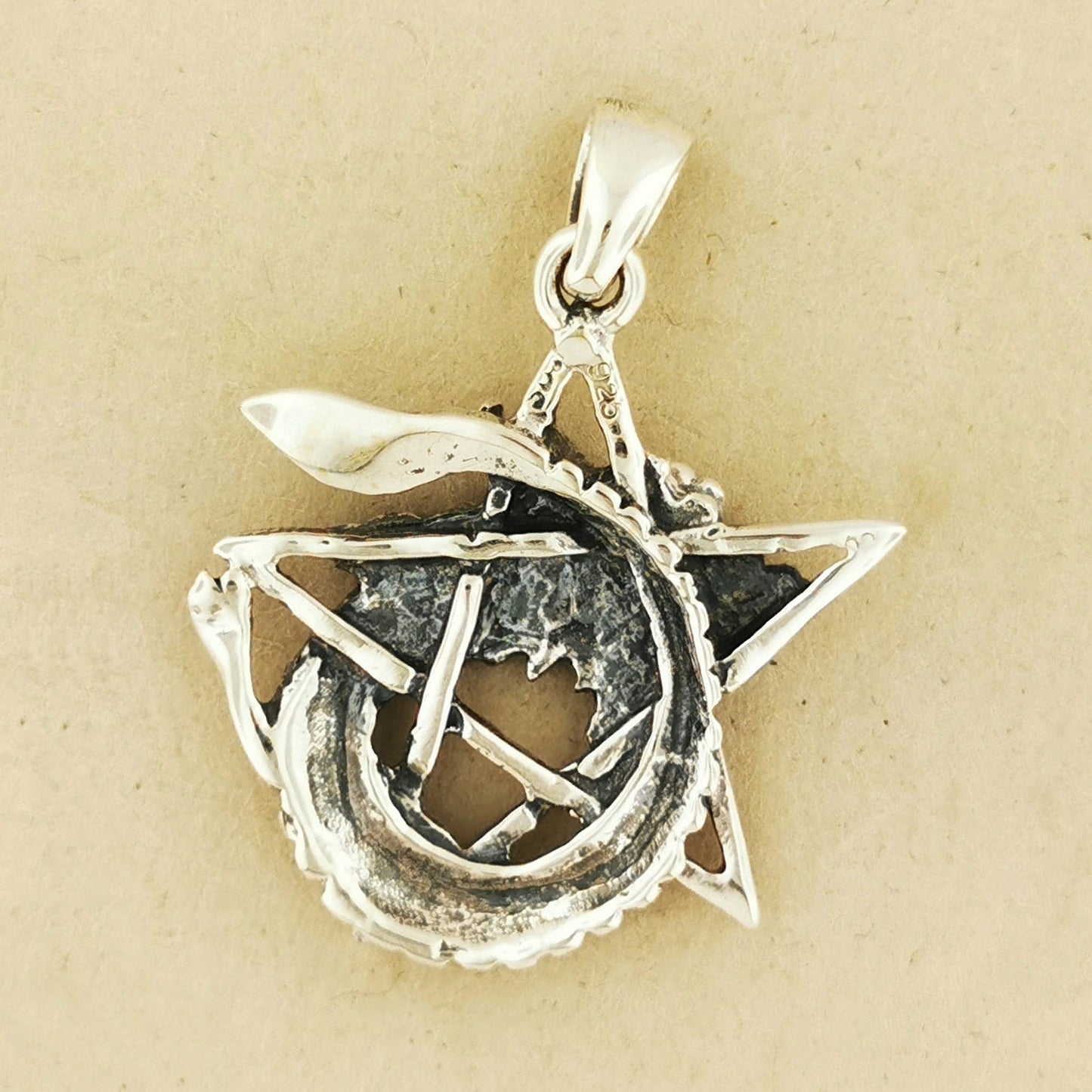 Dragon Pentagram Pendant in Sterling Silver or Antique Bronze - Le Dragon Argenté - dragon - dragon jewelry - dragon magick