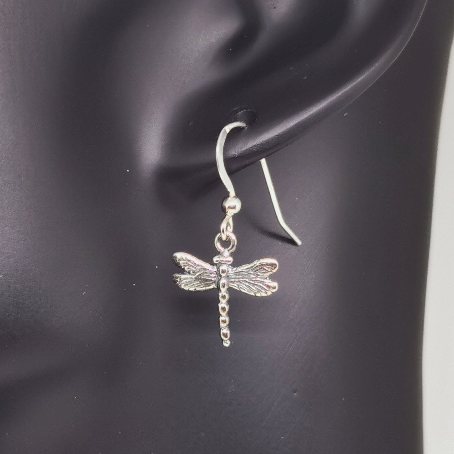 Handmade Dragonfly Charm Earrings in Antique Bronze – Nature Inspired Jewellery by Le Dragon Argenté