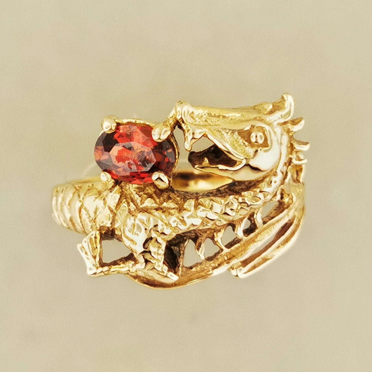 Bague Dragon avec Pierre en Bronze Antique