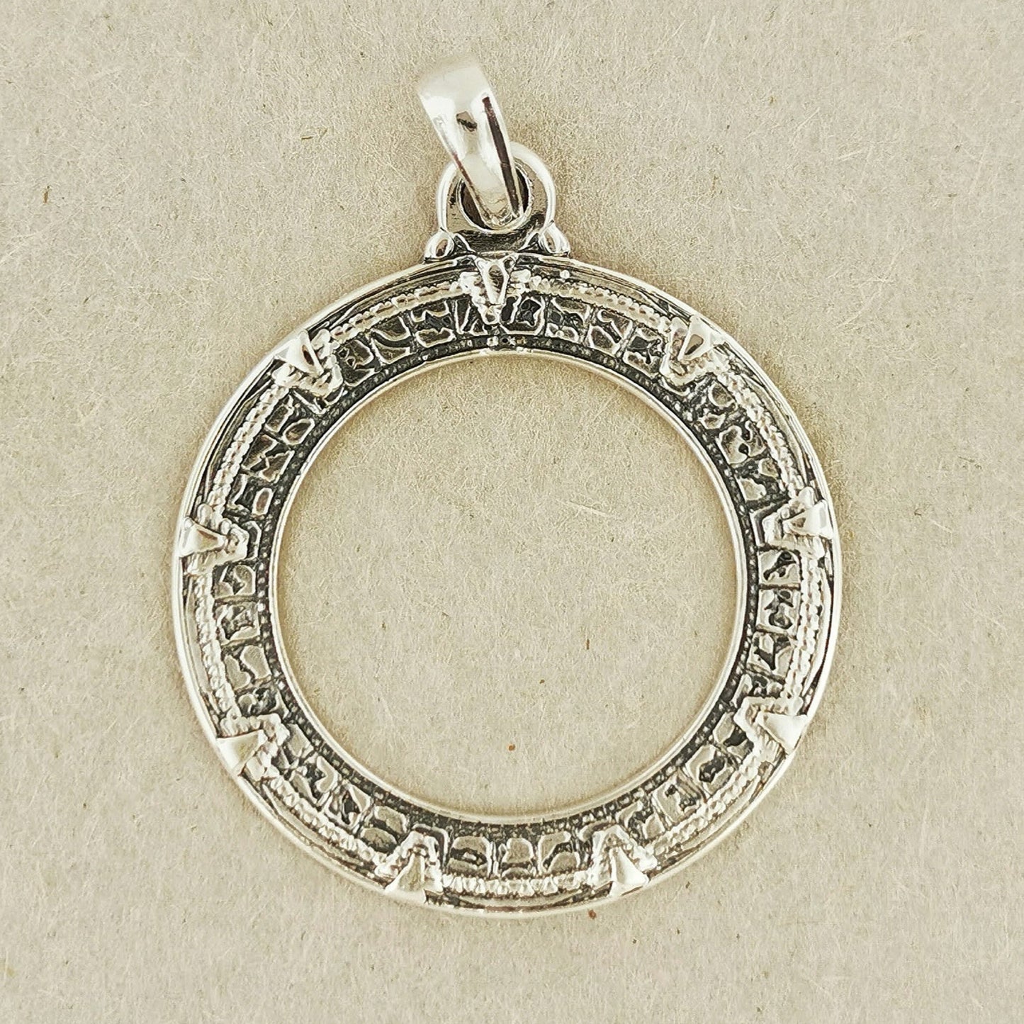 Earth Stargate Pendant in Sterling Silver or Antique Bronze - Le Dragon Argenté