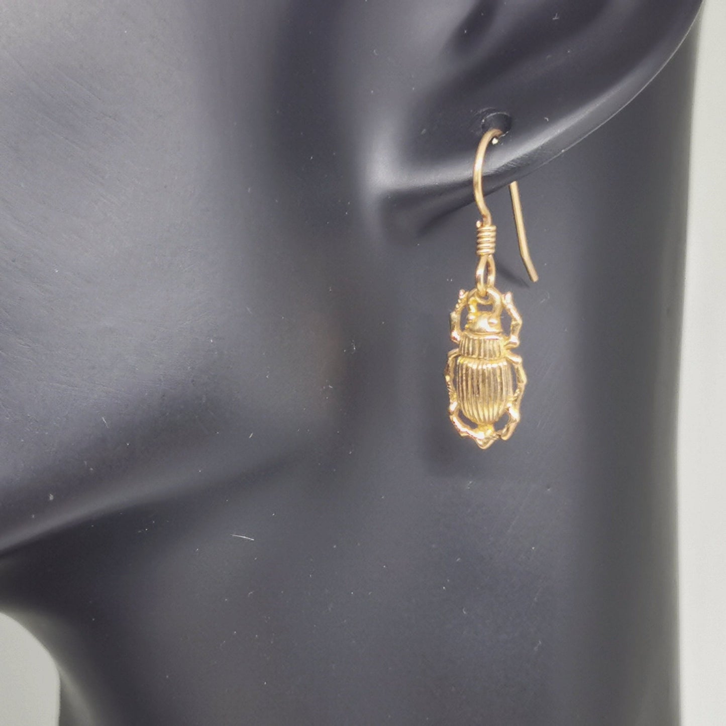 Gold Egyptian Scarab Charm Earrings - Le Dragon Argenté