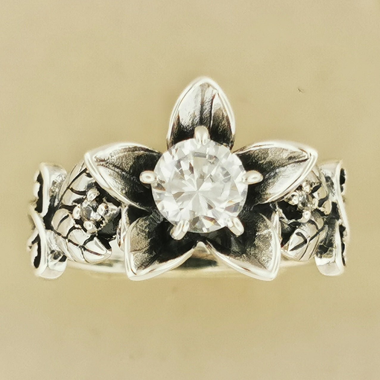 Elven Flower Birthstone Ring In Sterling Silver - Le Dragon Argenté