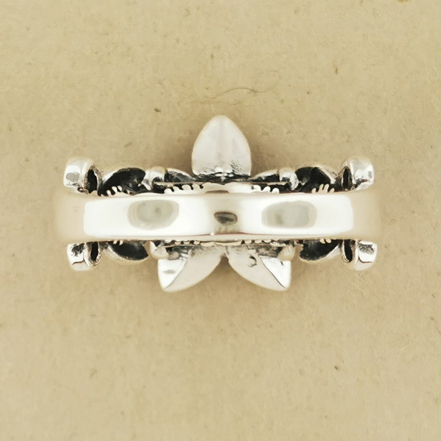 Elven Flower Birthstone Ring in Sterling Silver Back View - Le Dragon Argenté