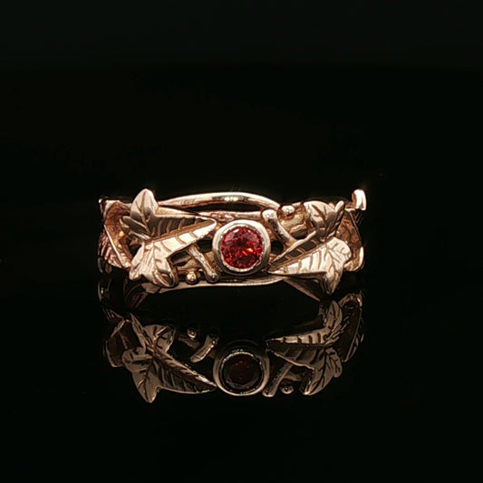 Elven Ivy Leaf Birthstone Ring – Fantasy Vine Band with CZ - Le Dragon Argenté - birthstone Option - birthstone rings - elven flower ring
