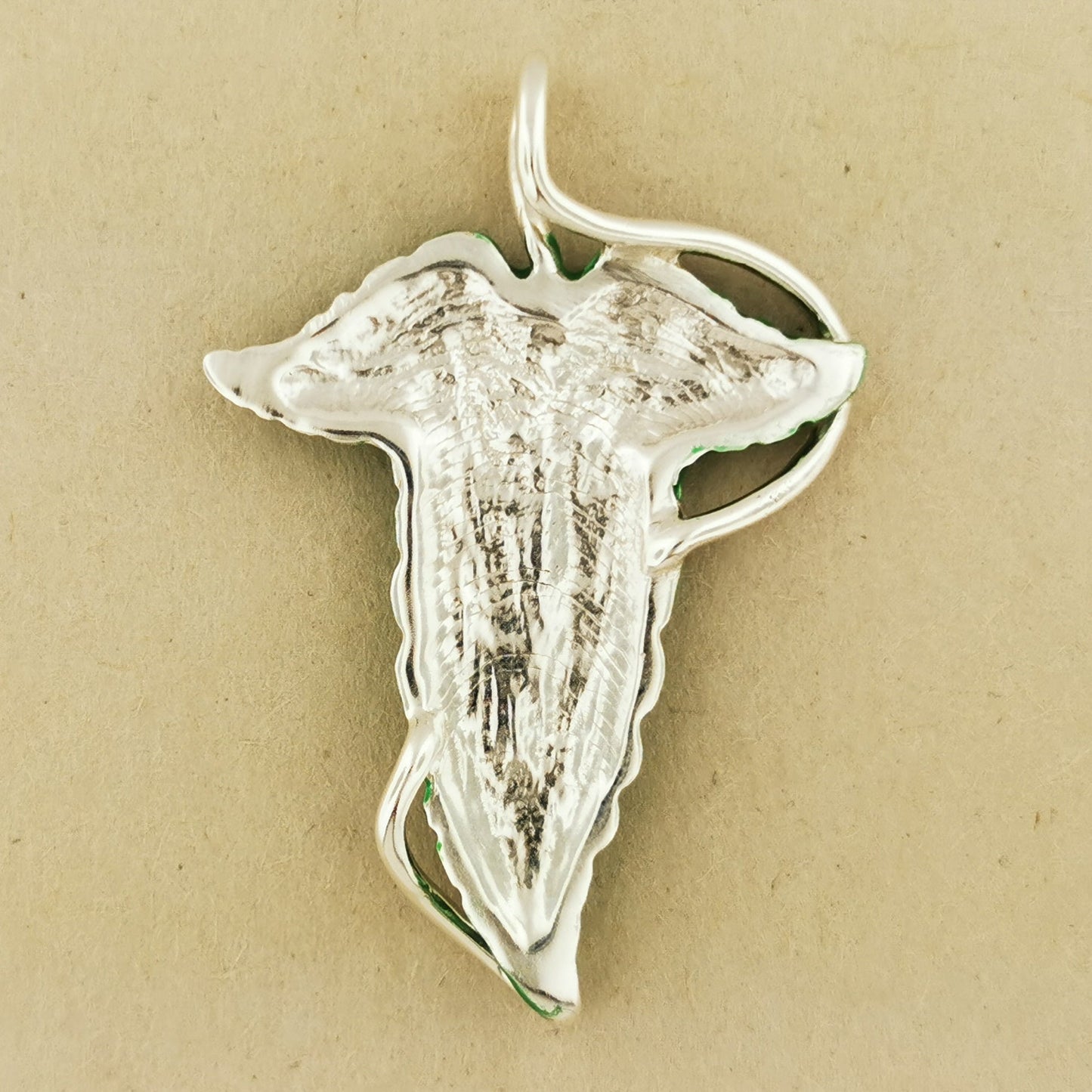 Back View of Elvish Leaf Pendant in Sterling Silver - Le Dragon Argenté