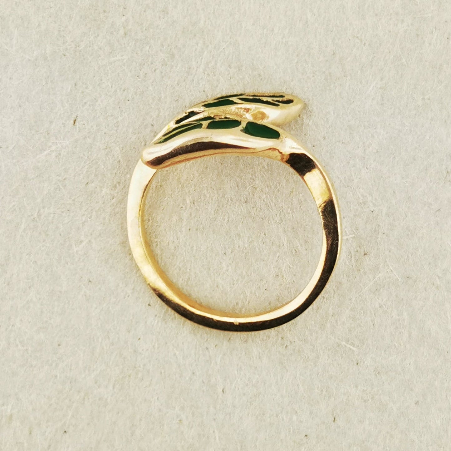 Elvish Leaf Ring in Antique Bronze Side View - Le Dragon Argenté
