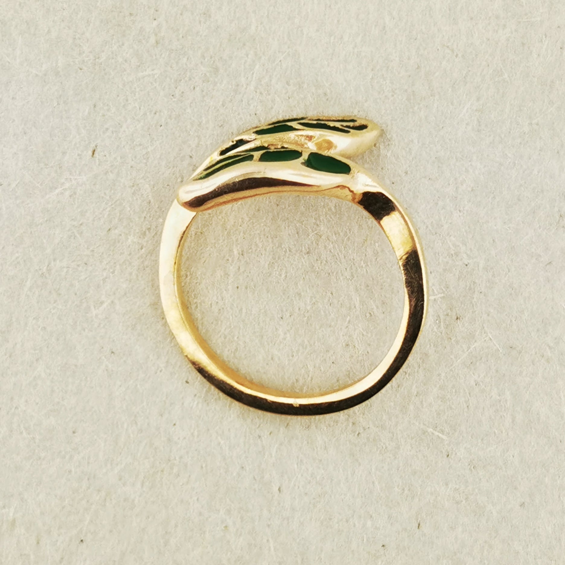 Elvish Leaf Ring in Antique Bronze Side View - Le Dragon Argenté