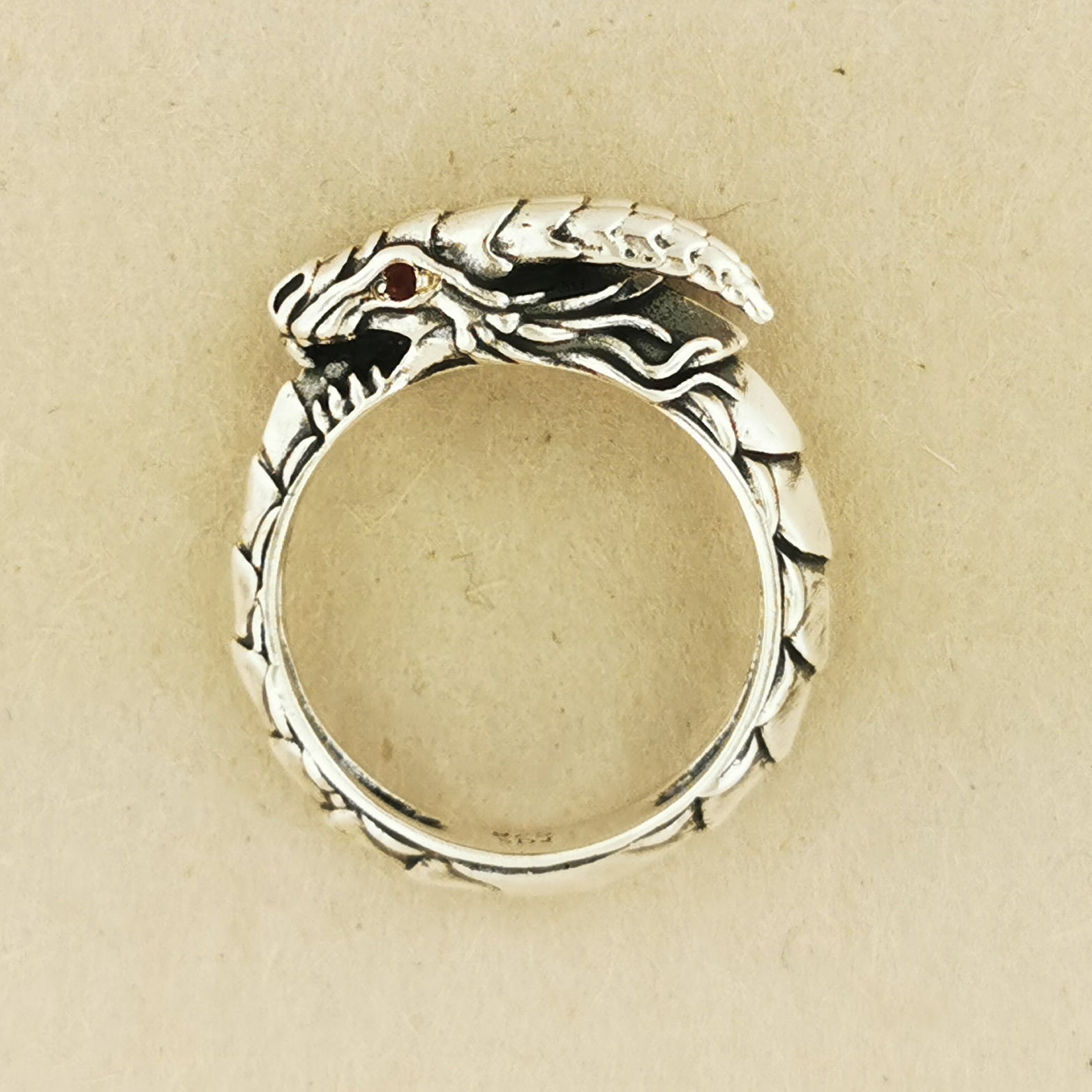 Eternal Dragon Ring With CZ Eyes - Le Dragon Argenté