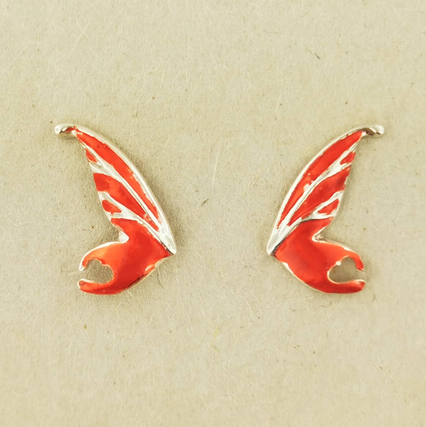 Fairy Wing Stud Earrings in 925 Sterling Silver - Le Dragon Argenté - .925 silver earrings - .925 sterling silver Earrings - 925 silver fairy