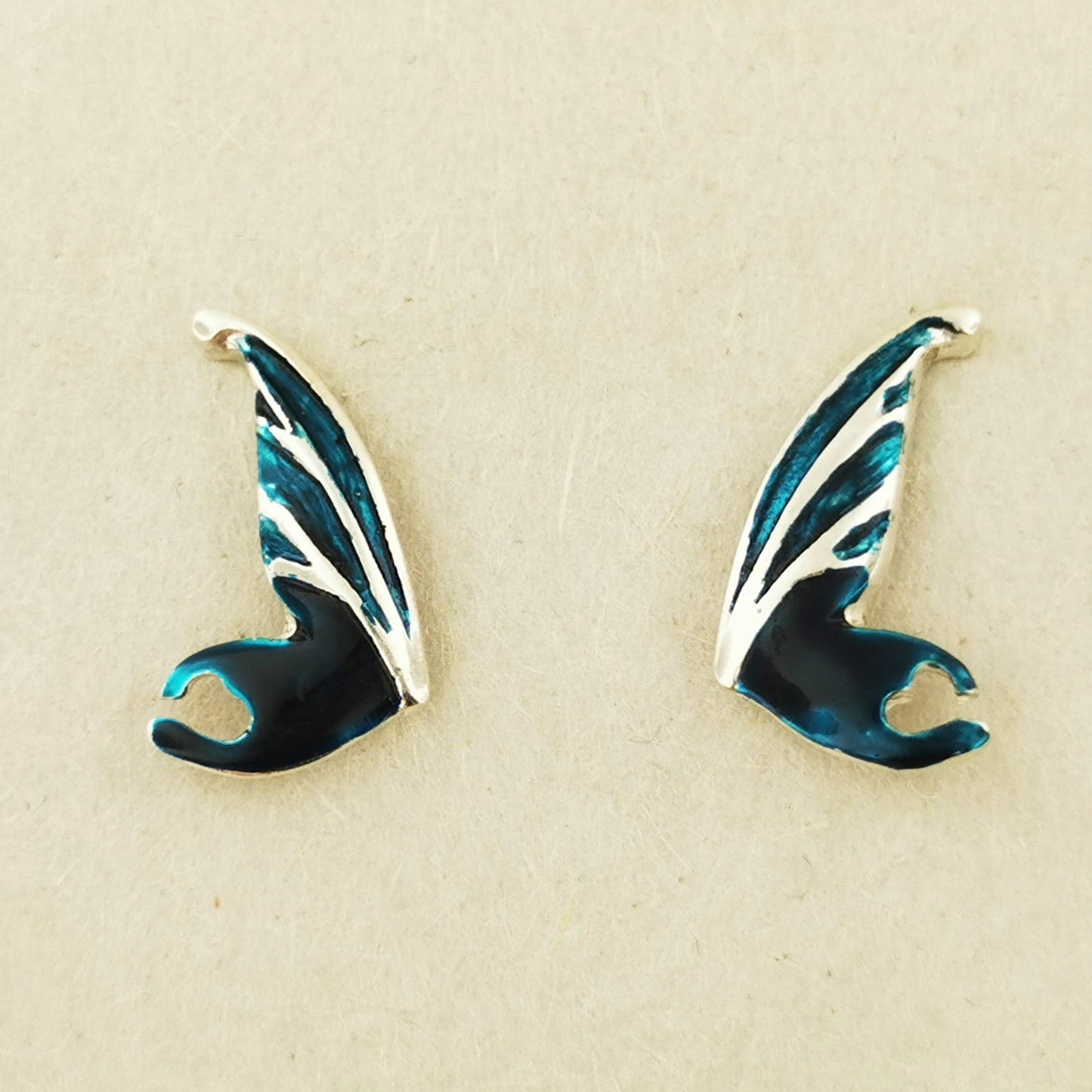 Fairy Wing Stud Earrings in 925 Sterling Silver - Le Dragon Argenté - .925 silver earrings - .925 sterling silver Earrings - 925 silver fairy