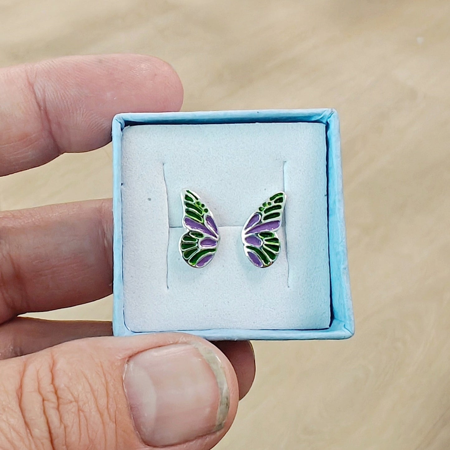 Fairy Wing Stud Earrings in 925 Sterling Silver - Le Dragon Argenté - .925 silver earrings - .925 sterling silver Earrings - 925 silver fairy