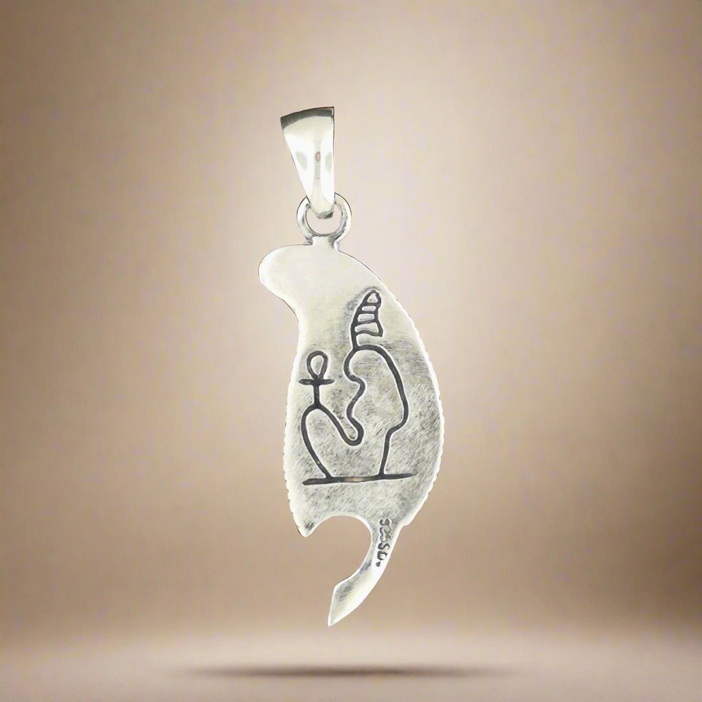 Feather of Ma'at Pendant in Sterling Silver with Ammolite - Le Dragon Argenté