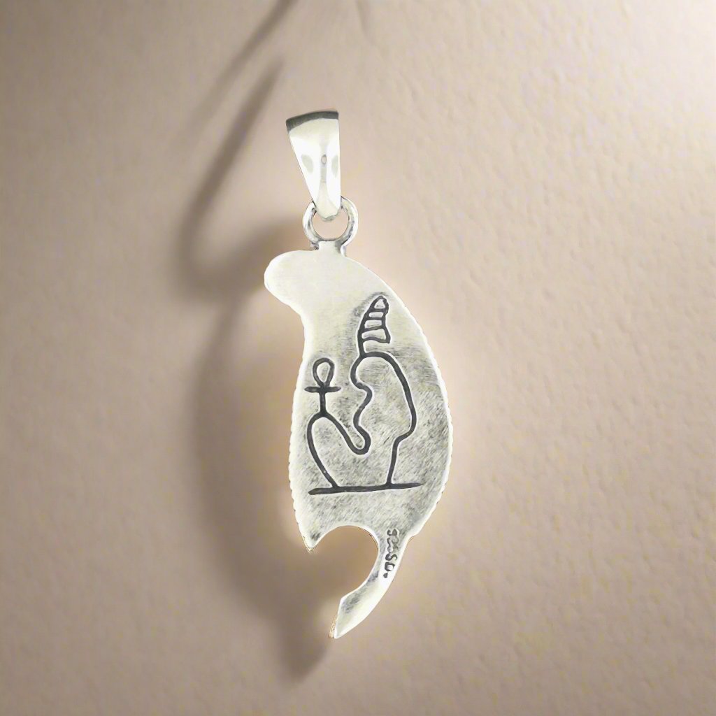 Feather of Ma'at Pendant in Sterling Silver with Larimar - Le Dragon Argenté