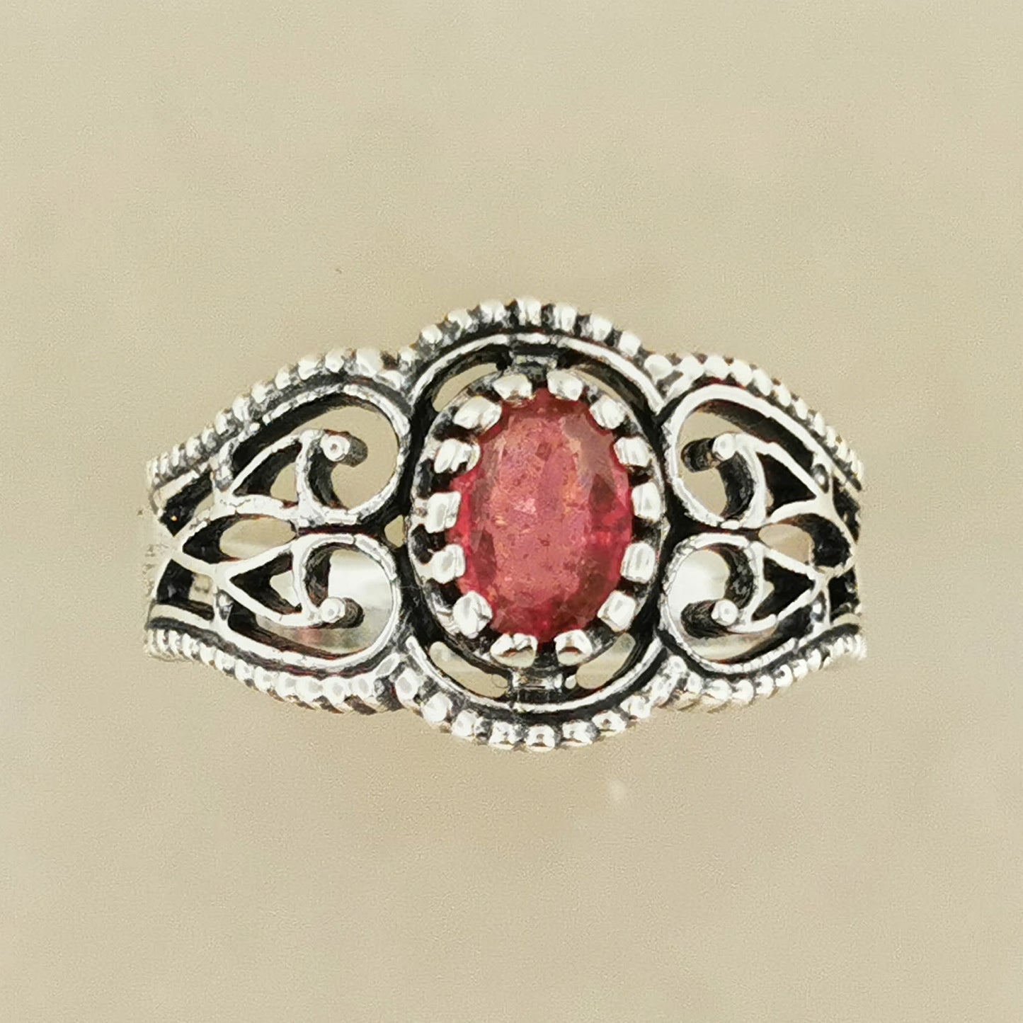 Bague de naissance en filigrane de style vintage en argent sterling