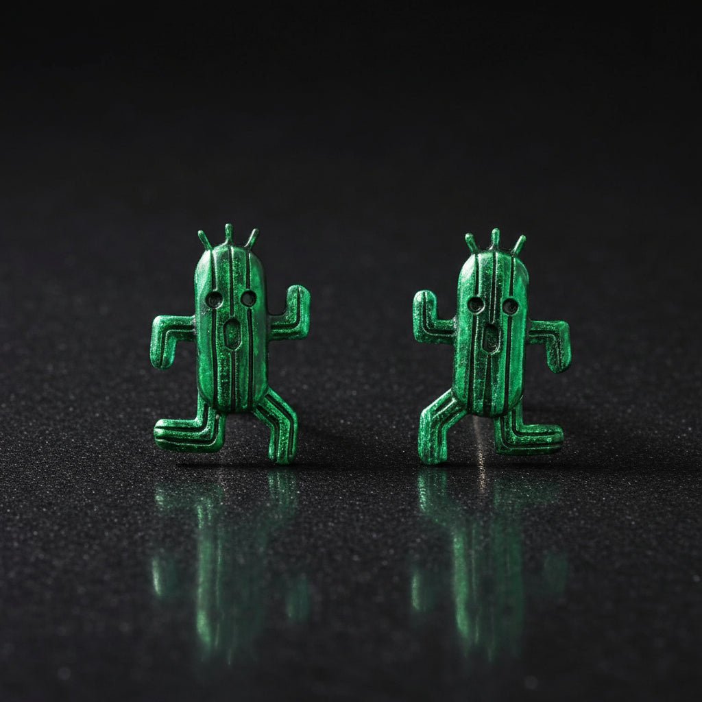 Final Fantasy Cactaur Stud Earrings in Sterling Silver - Le Dragon Argenté - Cactaur Stud Earrings - Final Fantasy - Final Fantasy Earrings
