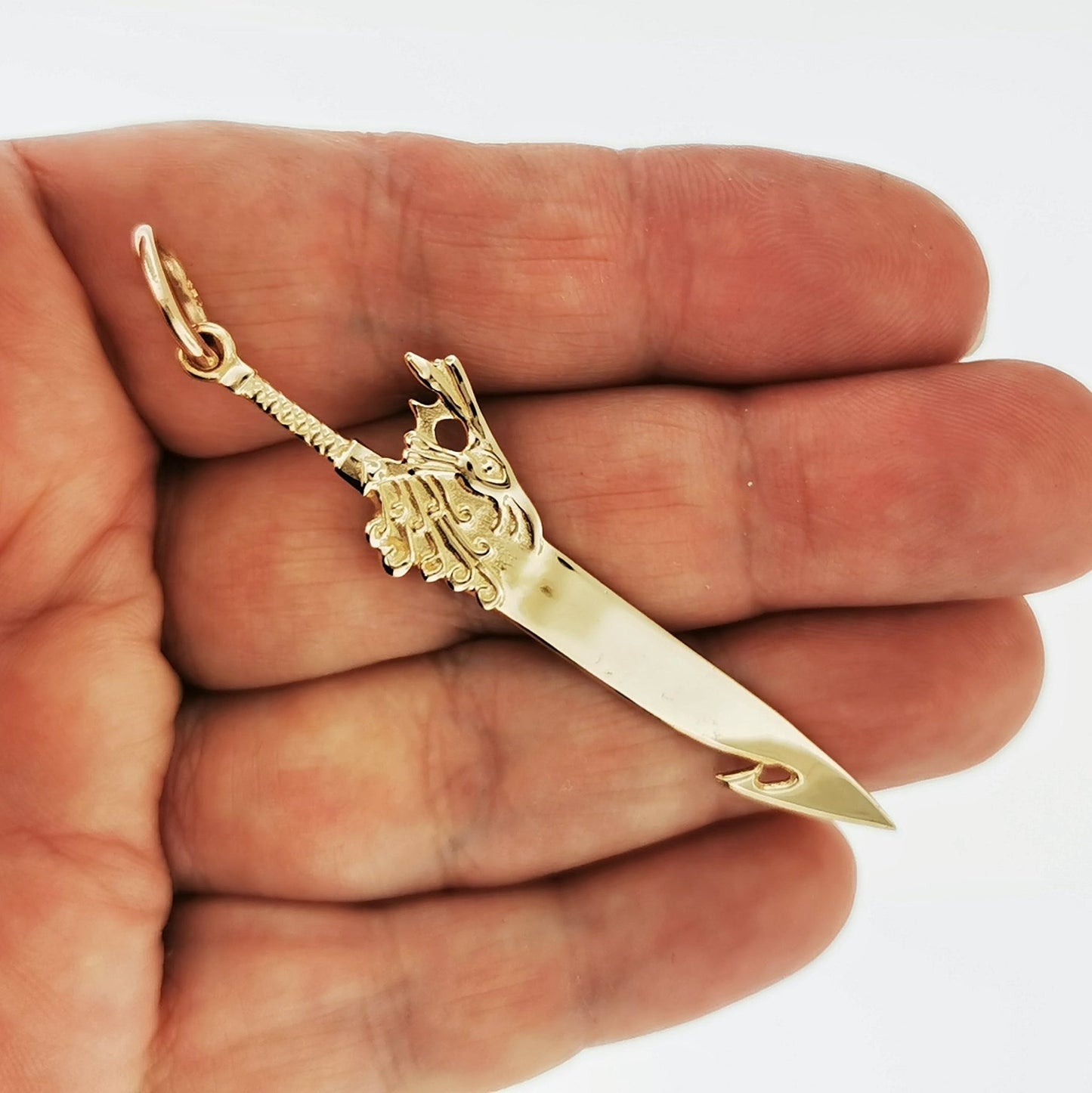 Final Fantasy X Brotherhood Sword Pendant In Antique Bronze In Hand - Le Dragon Argenté