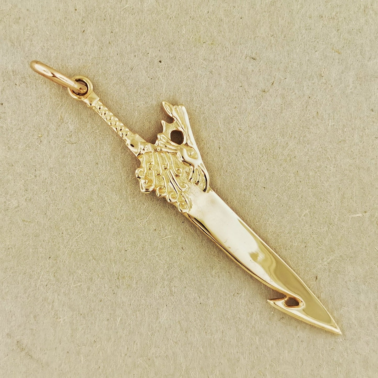 Final Fantasy X Brotherhood Sword Pendant In Antique Bronze Front View - Le Dragon Argenté
