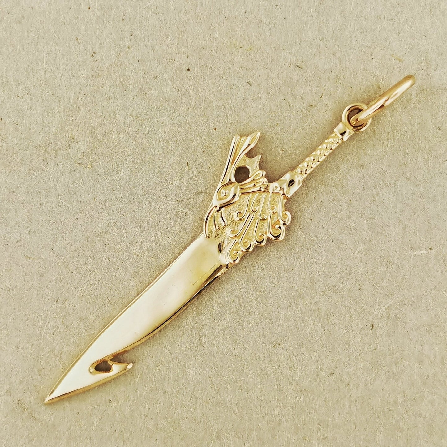 Final Fantasy X Brotherhood Sword Pendant In Antique Bronze Back View - Le Dragon Argenté
