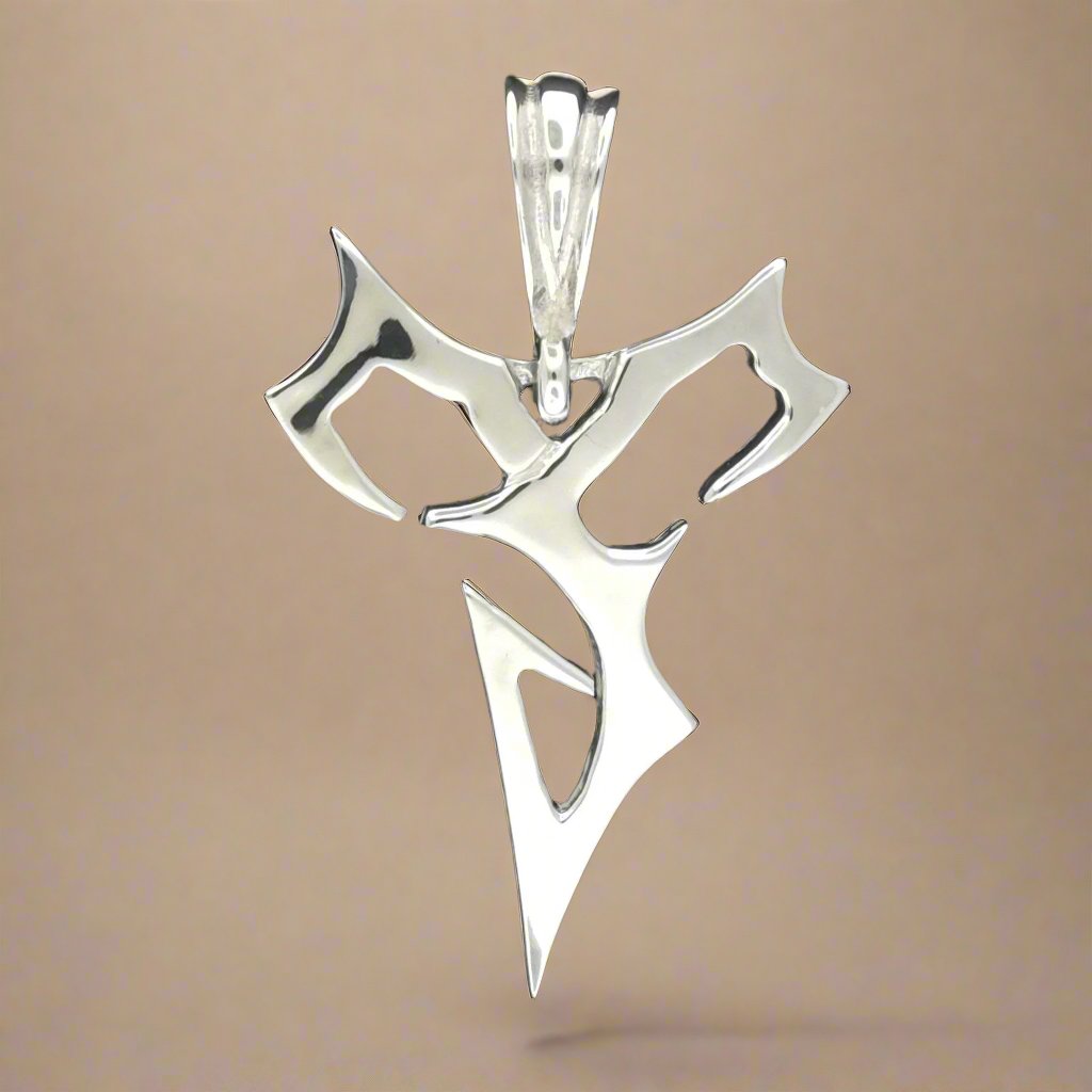 Final Fantasy X Tidus inspired stainless steel pendant for cosplay or everyday gamer style by Le Dragon Argenté