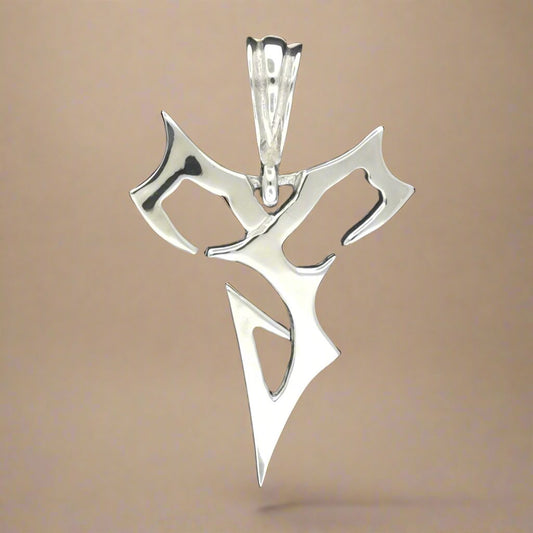 Final Fantasy X Tidus inspired stainless steel pendant for cosplay or everyday gamer style by Le Dragon Argenté
