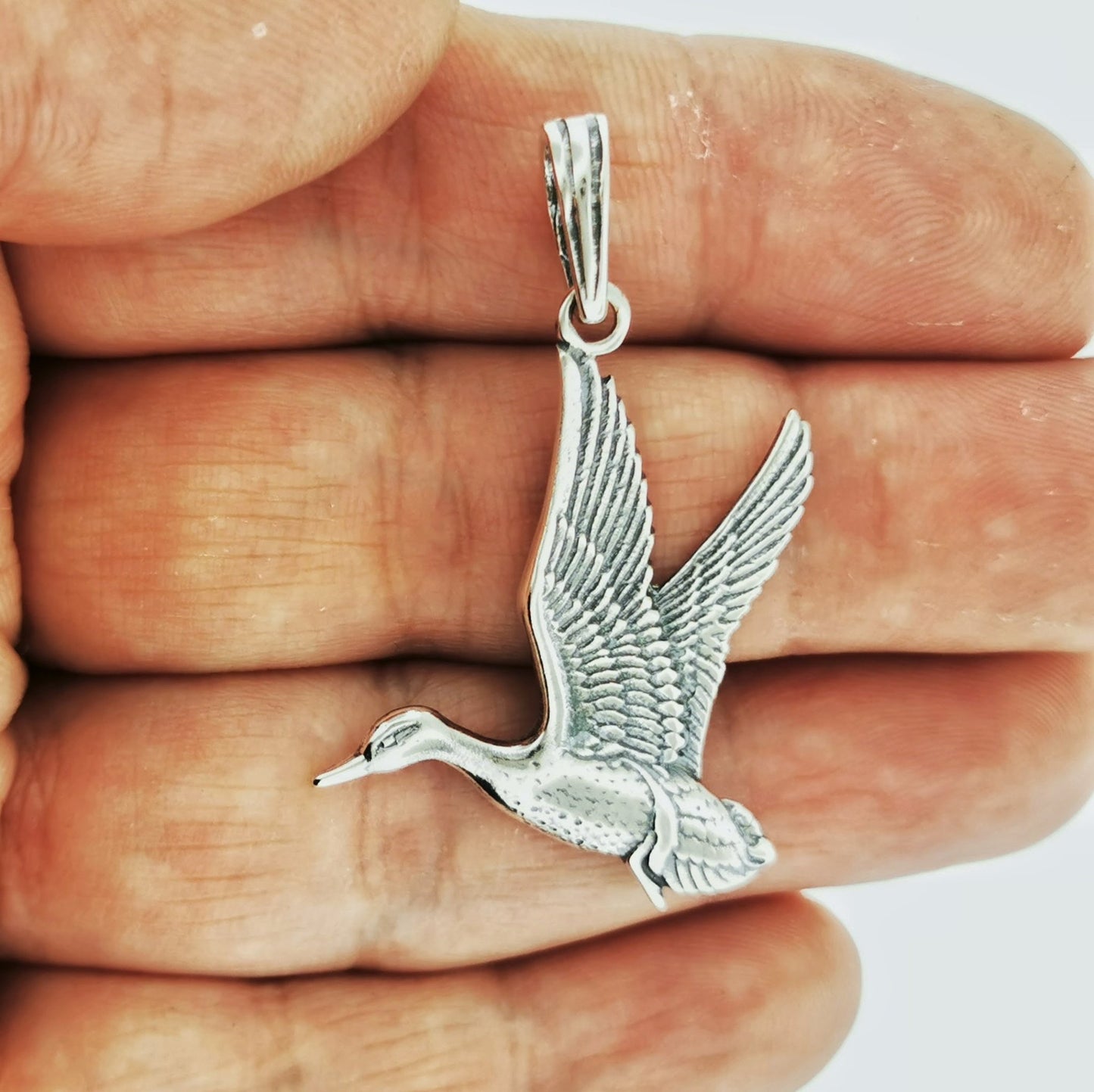 Flying Duck Pendant In Sterling Silver - Le Dragon Argenté