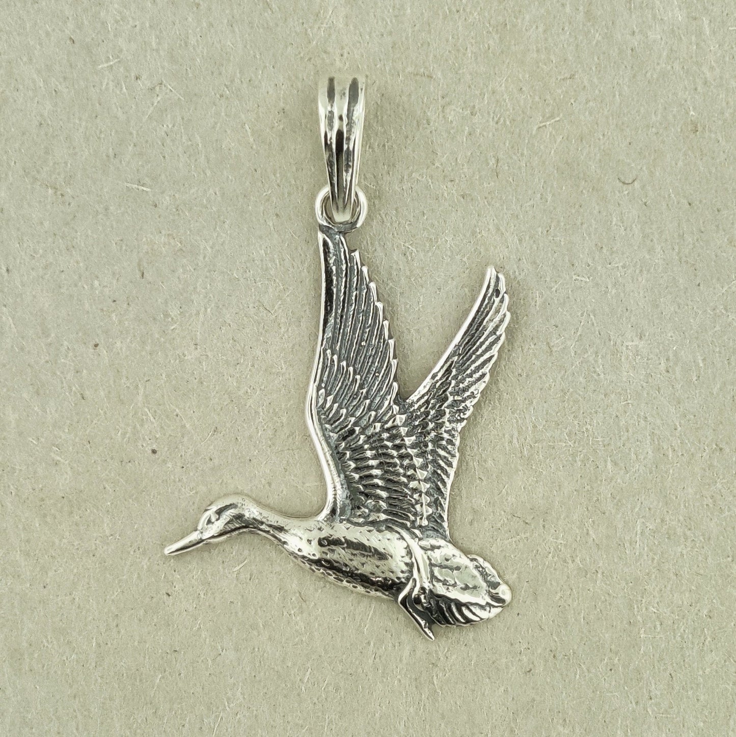 Flying Duck Pendant In Sterling Silver - Le Dragon Argenté