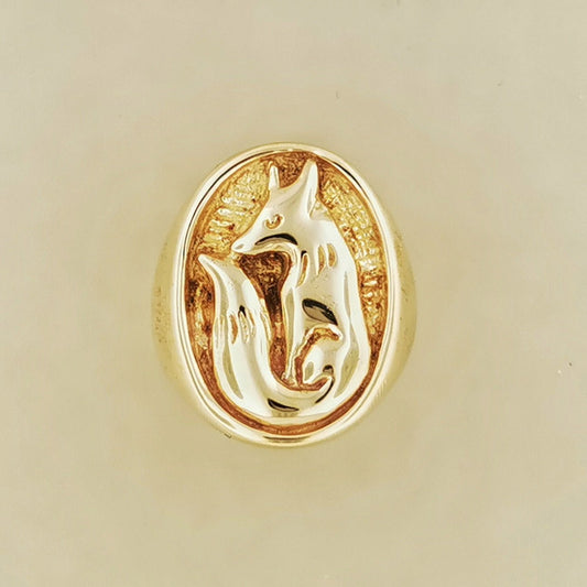 Fox Signet Ring in Antique Bronze - Le Dragon Argenté