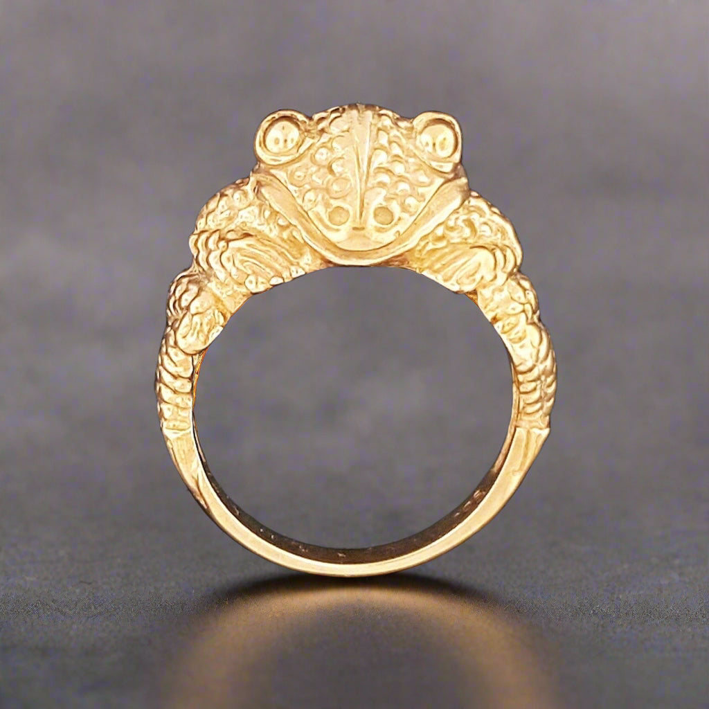 Frog Ring in Sterling Silver or Antique Bronze - Le Dragon Argenté