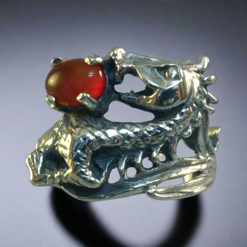Gemstone Dragon Ring in Sterling Silver - Le Dragon Argenté