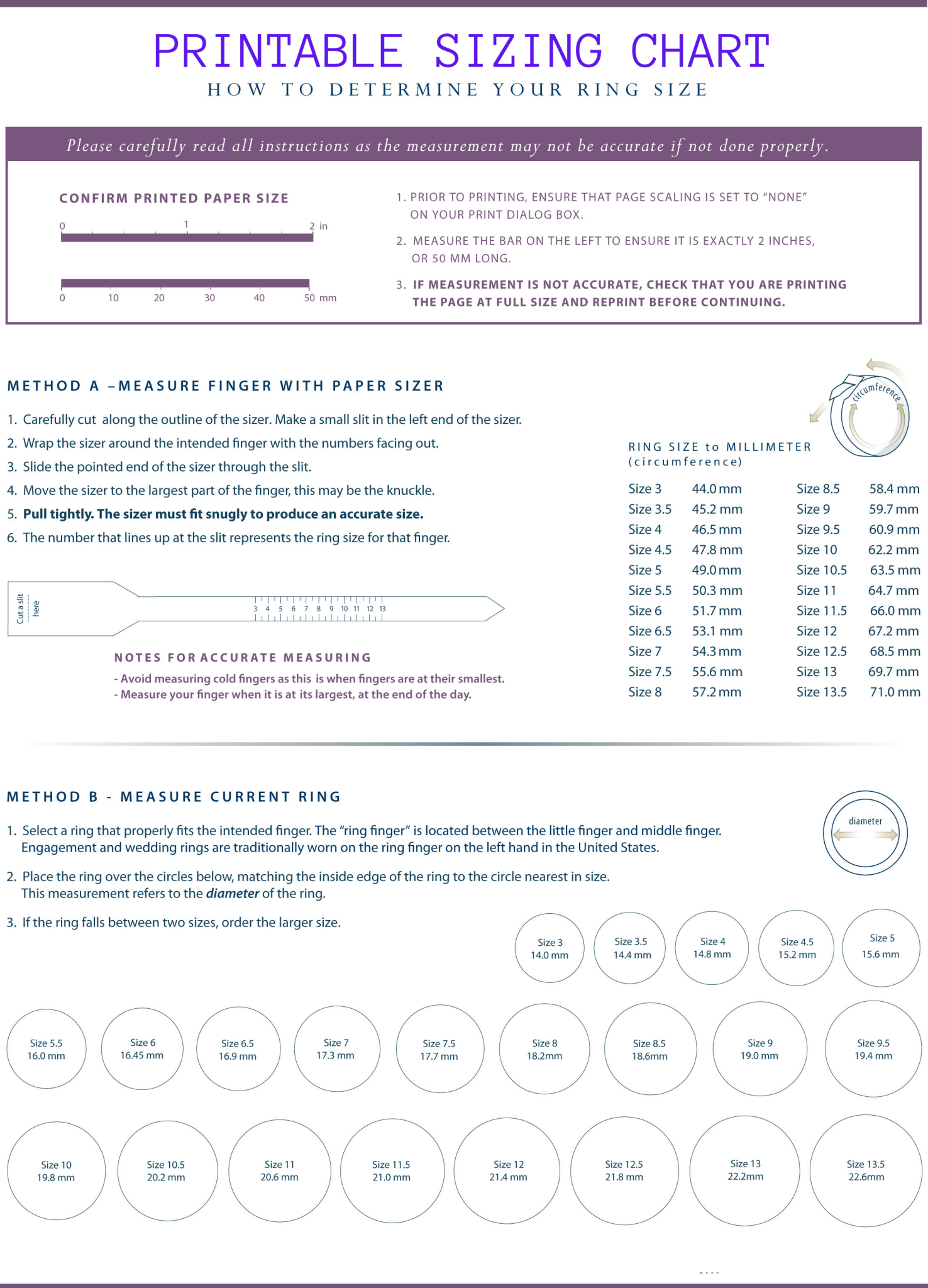 Ring Size Chart for Gothic Style Filigree Ring with Gemstone in Sterling Silver - Le Dragon Argenté