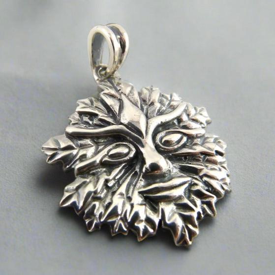 Green Man Pendant in Sterling Silver or Antique Bronze - Le Dragon Argenté