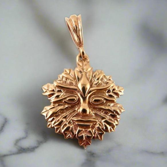 Green Man Pendant in Sterling Silver or Antique Bronze - Le Dragon Argenté