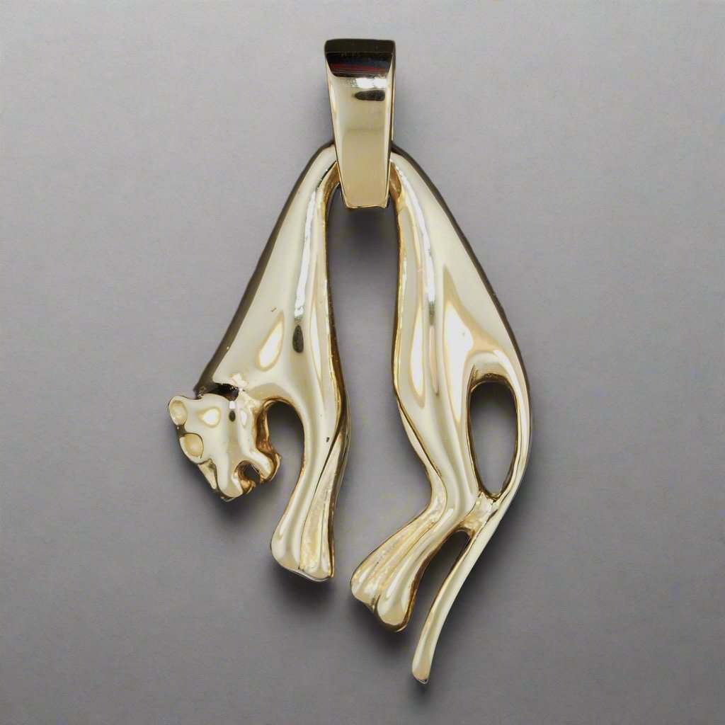 Hanging Cat Pendant in Sterling Silver or Antique Bronze - Le Dragon Argenté