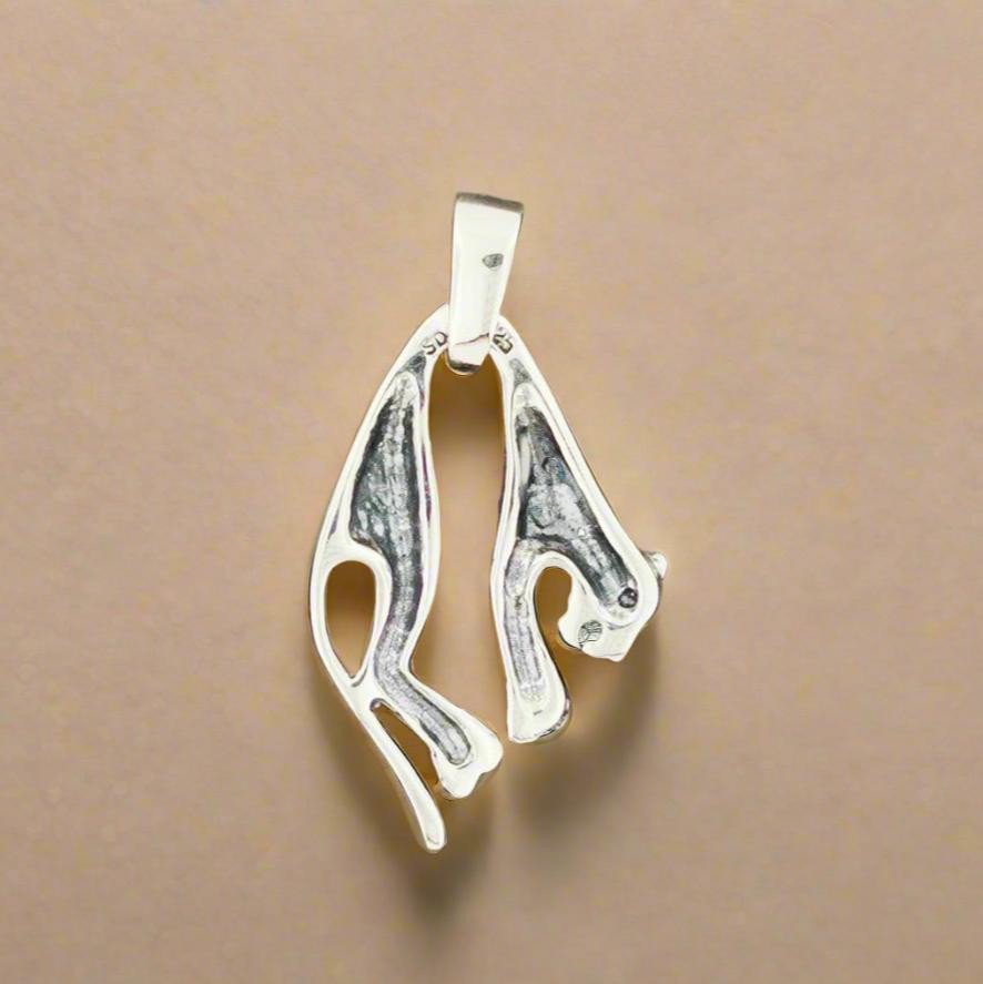 Hanging Cat Pendant in Sterling Silver with CZ eye - Le Dragon Argenté