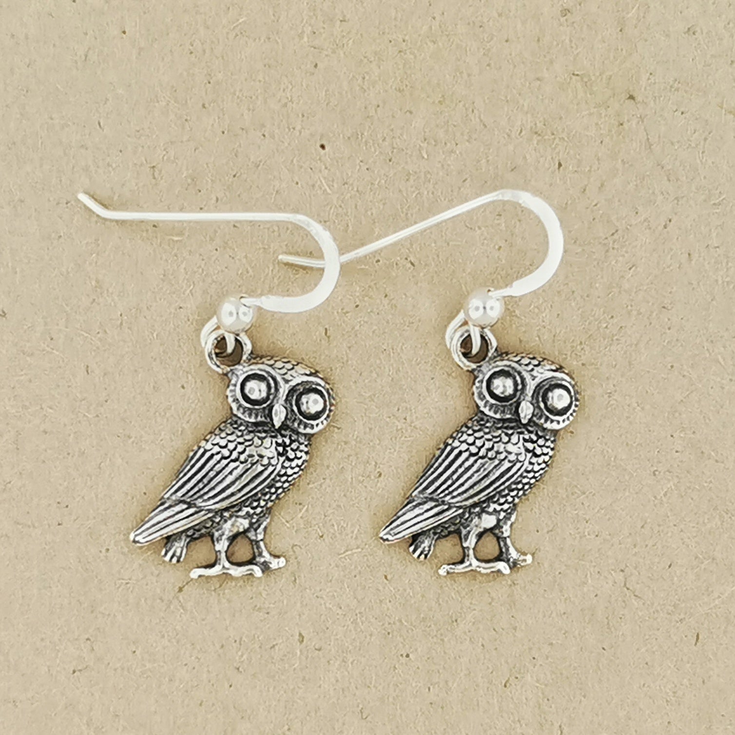 Hellenic Style Owl Earrings – Mythology Inspired Sterling Silver Jewellery by Le Dragon Argenté