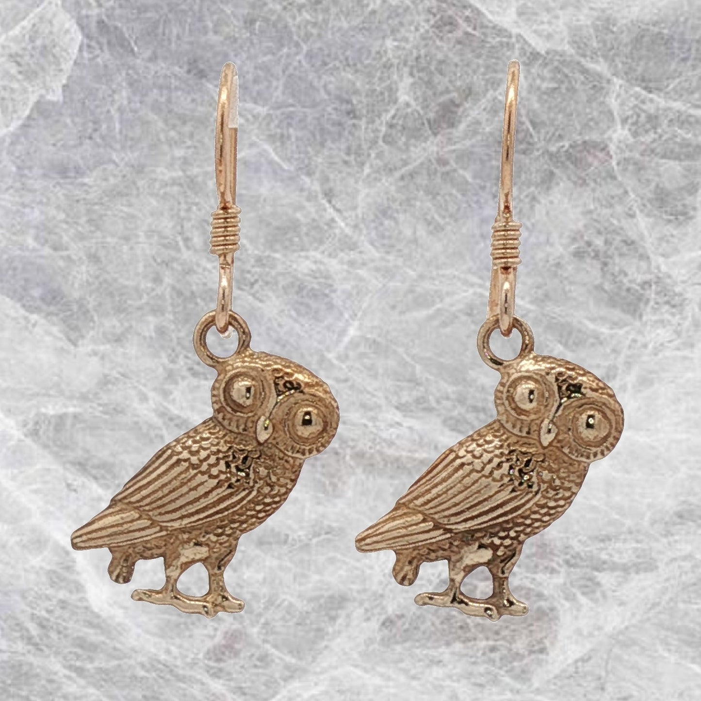 Hellenic Style Owl Earrings – Mythology Inspired Antique Bronze Jewellery by Le Dragon Argenté