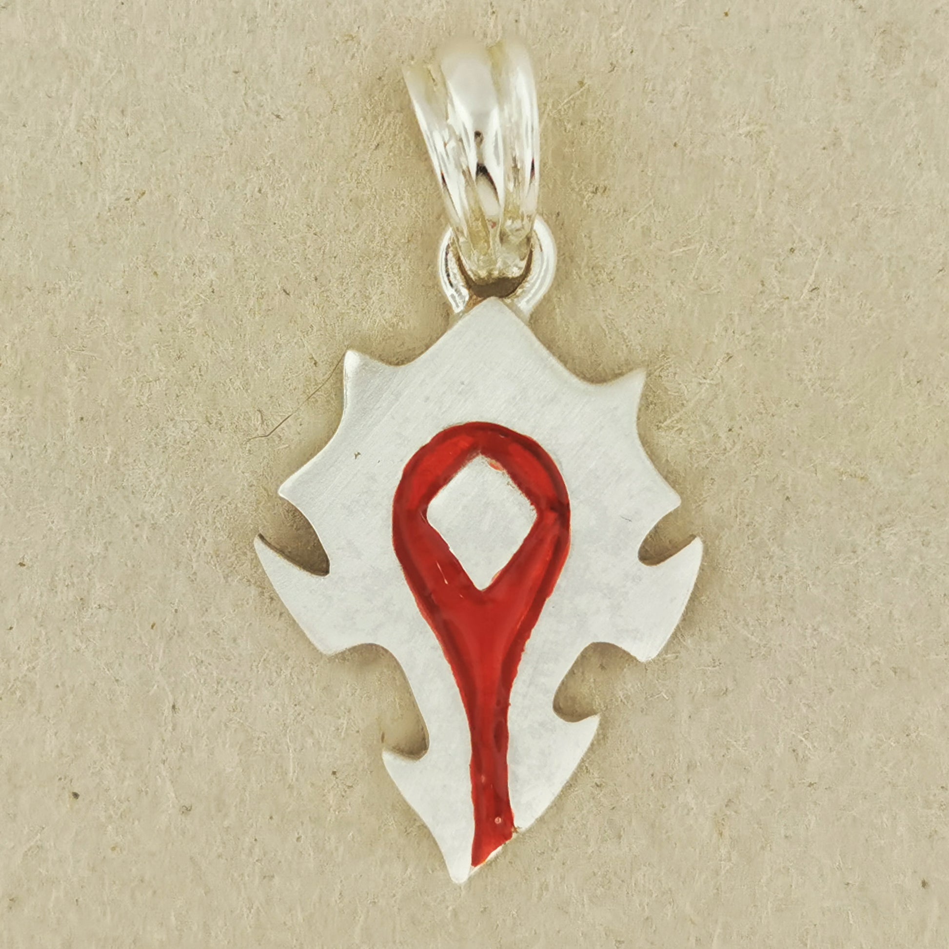 Horde pendant in Sterling Silver, World Of Warcraft Pendant, WoW Pendant, Video Game Pendant, gamer geek jewelry, world of warcraft jewelry, world of warcraft cosplay, silver warcraft jewelry, video game jewelry, gamer pendant, cosplay pendant