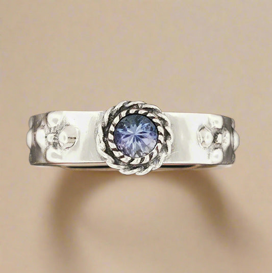 Howls Moving Castle Ring in Sterling Silver with Faceted Tanzanite - Le Dragon Argenté