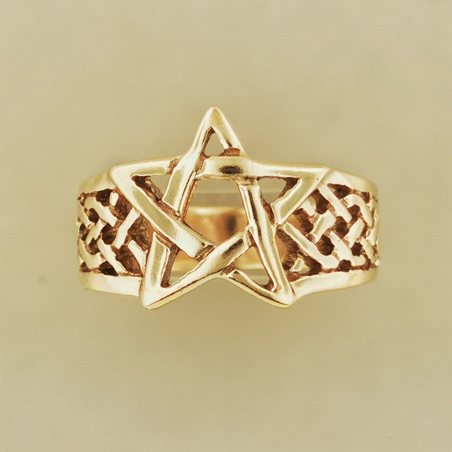 Knotwork Pentagram Ring in Sterling Silver or Antique Bronze - Le Dragon Argenté