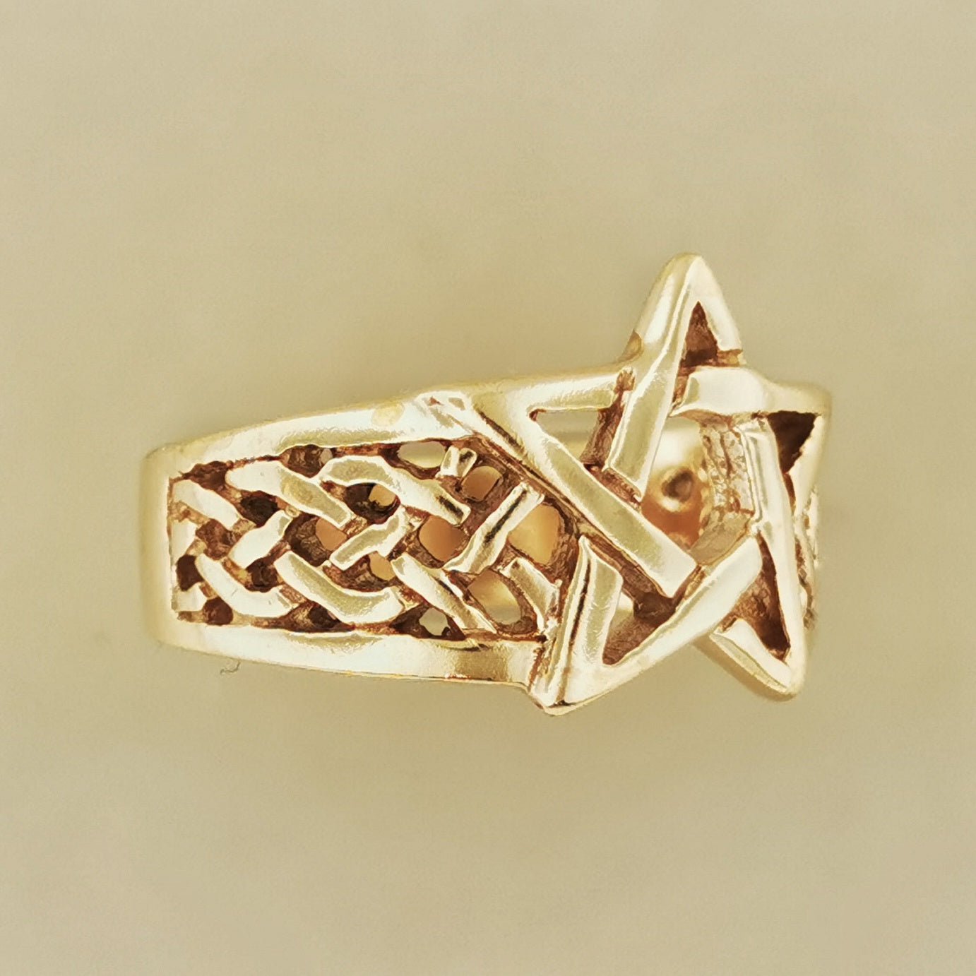 Knotwork Pentagram Ring in Sterling Silver or Antique Bronze - Le Dragon Argenté
