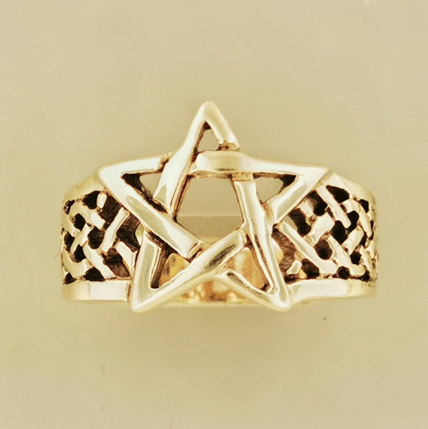 Knotwork Pentagram Ring in Sterling Silver or Antique Bronze - Le Dragon Argenté