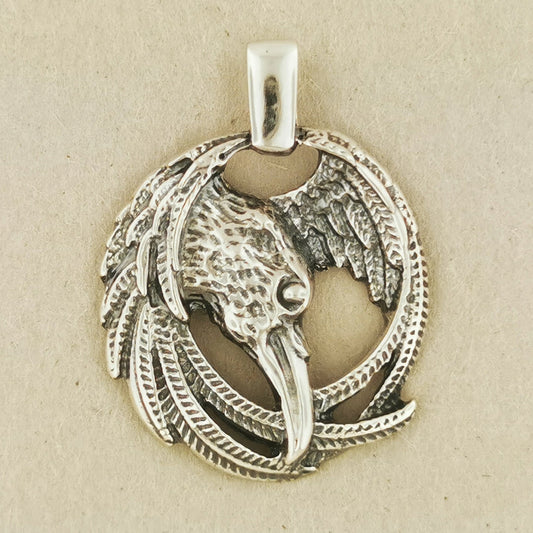 Large Raven Pendant in Sterling Silver or Antique Bronze - Le Dragon Argenté