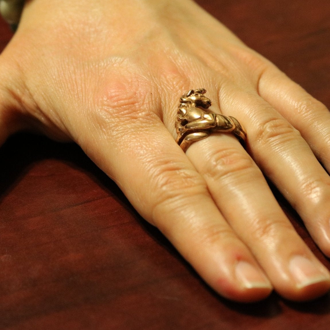 Large Unicorn Ring In Sterling Silver or Antique Bronze - Le Dragon Argenté