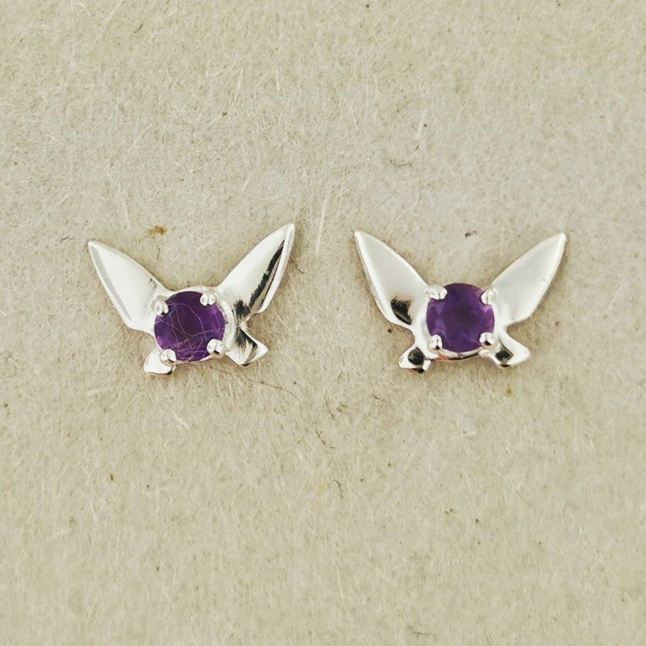 Legend of Zelda Navi Fairy Earrings in Sterling Silver with Amethyst - Le Dragon Argenté - Bestseller - gemstone earrings - fairy earrings