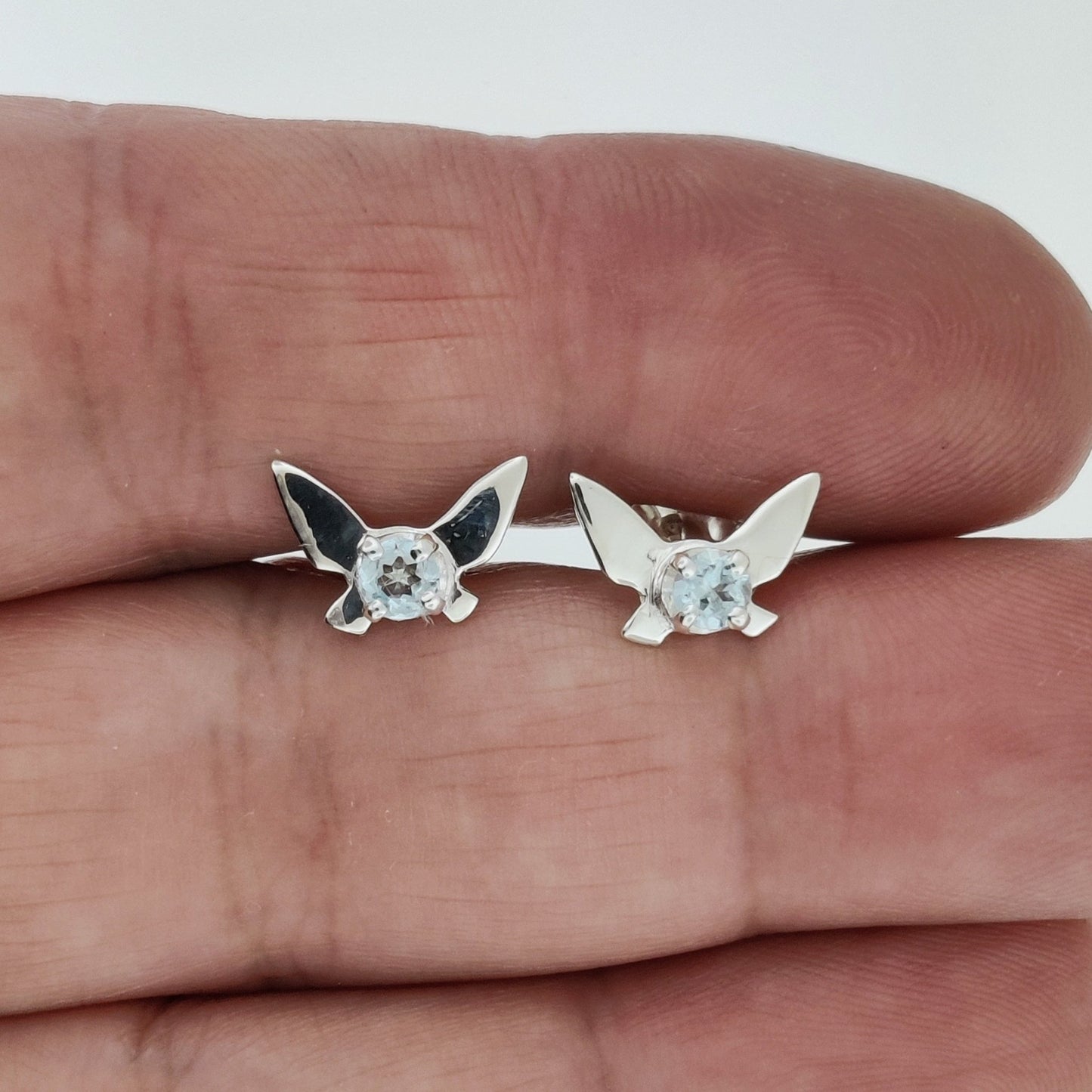Legend of Zelda Navi Fairy Earrings in Sterling Silver with Blue Topaz - Le Dragon Argenté - Bestseller - gemstone earrings - fairy earrings