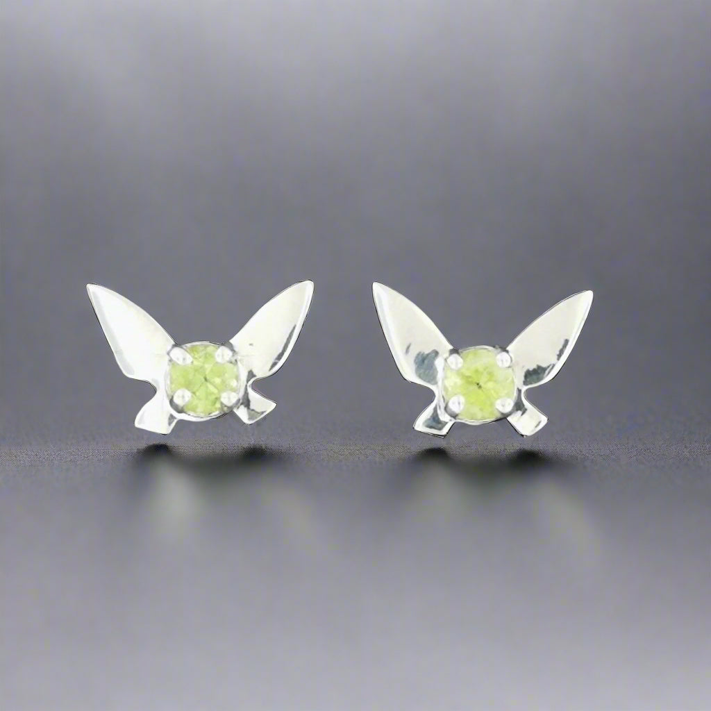 Legend of Zelda Navi Fairy Earrings in Sterling Silver with Peridot - Le Dragon Argenté - Bestseller - gemstone earrings - fairy earrings
