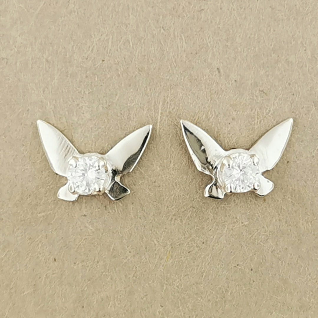 Legend of Zelda Navi Fairy Earrings in Sterling Silver with April CZ - Le Dragon Argenté - Bestseller - birthstone earrings - fairy earrings
