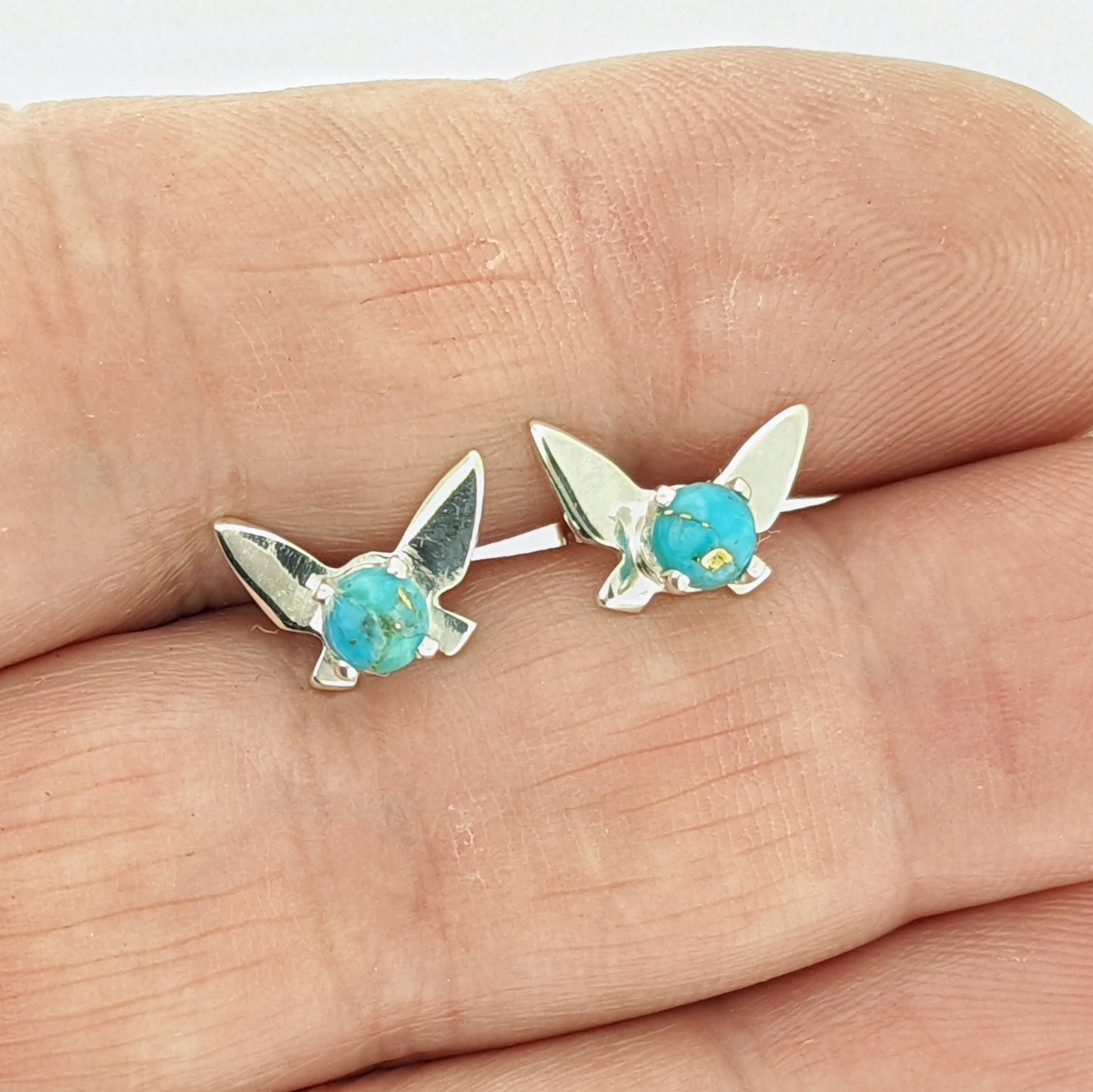 Legend of Zelda Navi Fairy Earrings in Sterling Silver with Turquoise - Le Dragon Argenté - Bestseller - gemstone earrings - fairy earrings