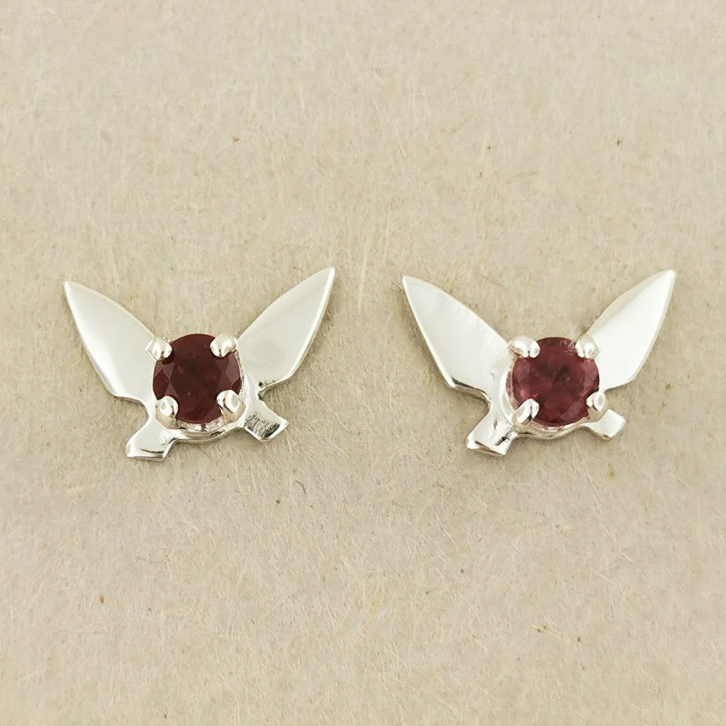 Legend of Zelda Navi Fairy Earrings in Sterling Silver with Ruby - Le Dragon Argenté - Bestseller - gemstone earrings - fairy earrings