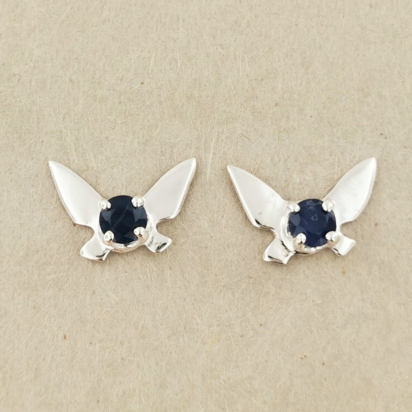 Legend of Zelda Navi Fairy Earrings in Sterling Silver with Sapphire - Le Dragon Argenté - Bestseller - gemstone earrings - fairy earrings